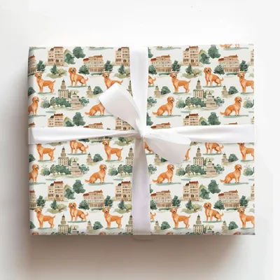 City with the Red Goldens - Gift Wrap for Christmas, Holidays Wrapping Paper, Christmas Wrapping Paper