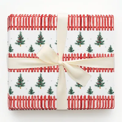 Picket Fence - Gift Wrap for Christmas, Holidays Wrapping Paper, Christmas Wrapping Paper