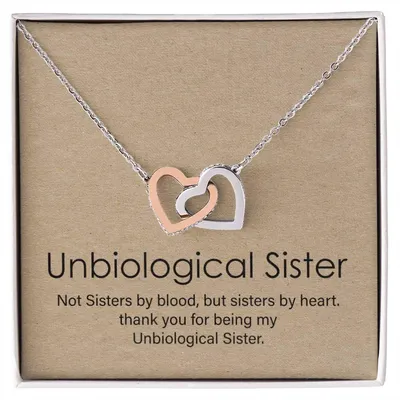 Unbiological Sister Gift Best Friend Necklace Big Little Sorority Soul Sister Bridesmaid Gift Interlocking Hearts Necklace