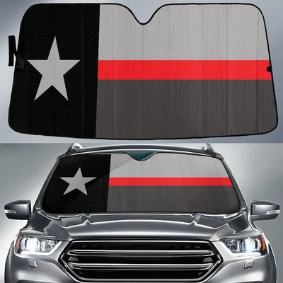 Texas State Flag Thin Red Line Printed Car Sun Shades Cover Auto Windshield PrintSyde
