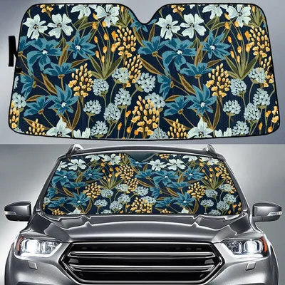 Bush Lily And Daisy Flower Yellow Scarlet Sage Car Sun Shades Cover Auto Windshield PrintSyde