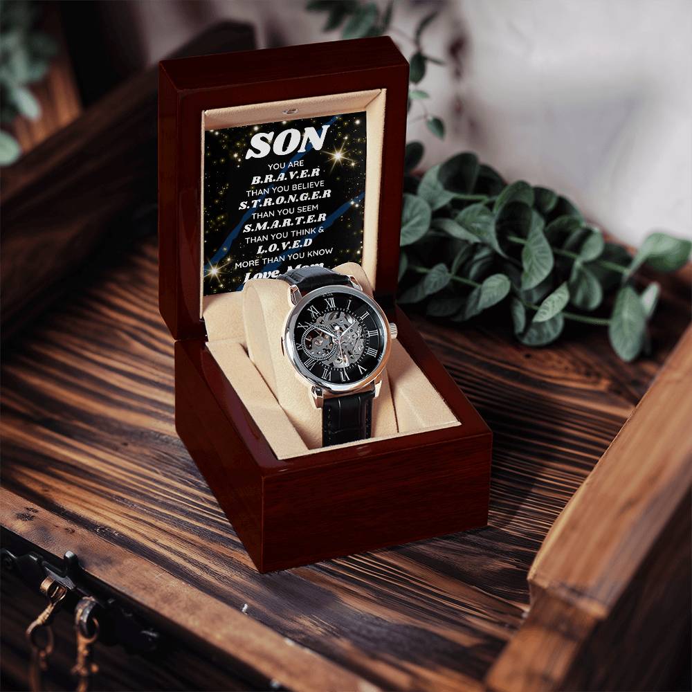 Gift For Son Son Birthday Gift From Mom Mother To Son Gift You Are Braver Than You Believe Best Son Gift Meaningful Gift Openwork Watch