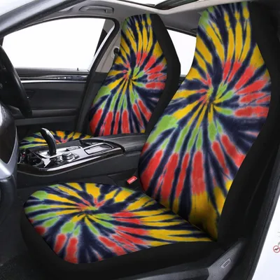 Black Backed Spiral Tie Dye Print Universal Fit Car Seat Covers