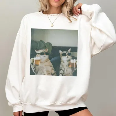Funny Cat Vintage Sweatshirt Casual Breathable Funny Sweatshirt For Summer Fashion Men Wome