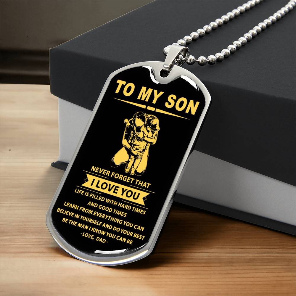 Dog Tag Dad To Son - Army Tag Necklace, Dog Tag