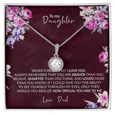 Special Gift To Daughter, To My Daughter, Never Forget I Love You, Necklace Love Dad, Personalized Gift For Daughter, Infinity Necklace, Jewelry Gift For Daughter, Birthday Gift, Graduation Gift, Grown Up Daughter, Christmas Gift