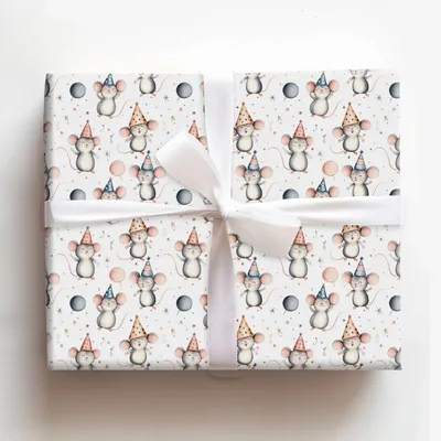 House Mouse Party - Gift Wrap for Christmas, Holidays Wrapping Paper, Christmas Wrapping Paper