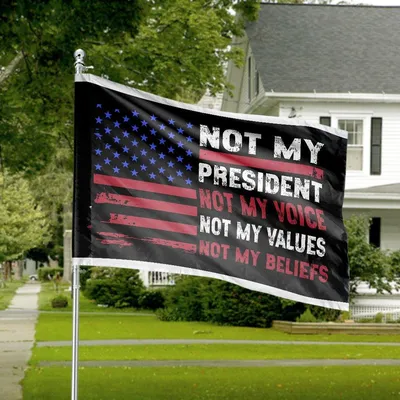 Horizontal House Flag, Anti-President Not My Values Distressed Us Flag Protest Horizontal House Flag