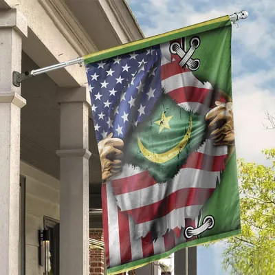 Layers Of Identity House Flag Mauritania Flag Beneath American Pride Vertical House Flag