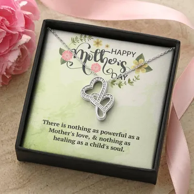 Mothers Day Necklace Double Hearts Necklace