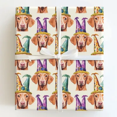 Mardi Gras Vizsla - Gift Wrap for Christmas, Holidays Wrapping Paper, Christmas Wrapping Paper