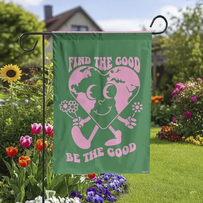 Vertical Garden - Find The Good Be The Good Garden Flag , Retro Positive Quote Vertical Outdoor Banner Vertical Garden Flag