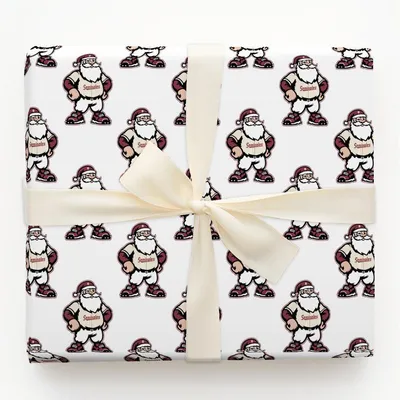 Santa Swings Garnet - Gift Wrap for Christmas, Holidays Wrapping Paper, Christmas Wrapping Paper