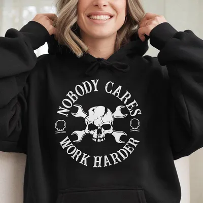 Nobody Cares Work Harder Hoodie - Bold Skull Graphics And Tough Motto For Skilled Workers, Perfect For Blue-Collar Heroes And Work Enthusiasts, Unisex Hoodie