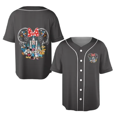 Mickey And Friends Castle Baseball Jersey, Disney Park Merch, Minnie Mouse Bow Baseball Jersey, Magic Kingdom Fan Apparel