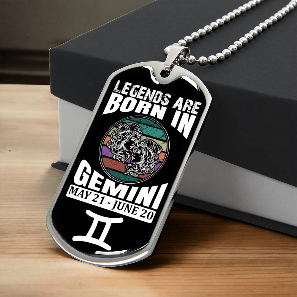 Gemini Legend Personalized Dog Tag Necklace - Army Tag Necklace, Dog Tag
