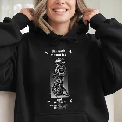 Die With Memories Not Dreams Hoodie, Samurai Warrior Graphic, Motivational Quote Streetwear, Racing Hoodie, Men Gift, Women Gift Classic