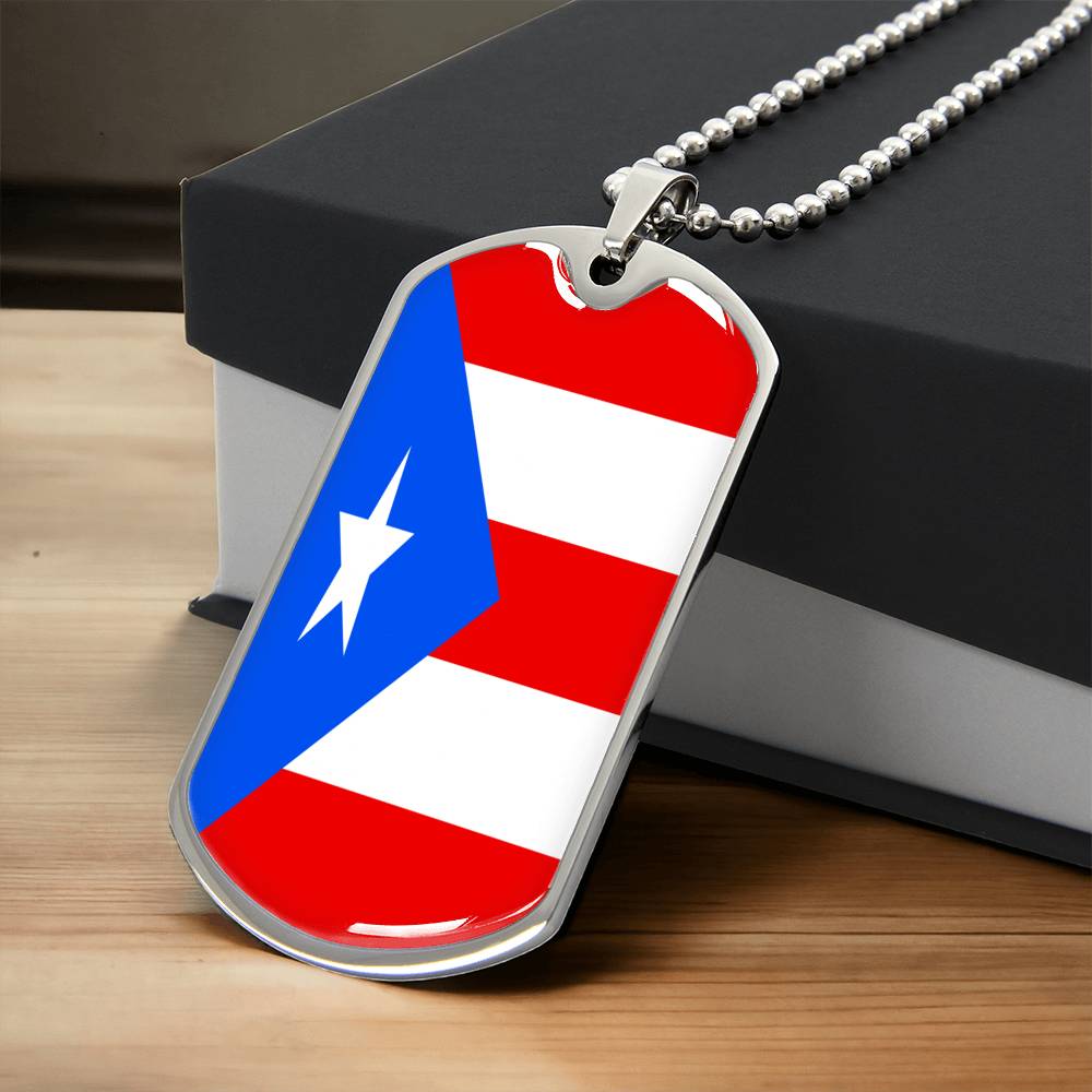 Puerto Rico Flag Plated Necklace Puerto Rico Flag Jewelry Puerto Rico Pendant Puerto Rico Gift - Army Tag Necklace, Dog Tag