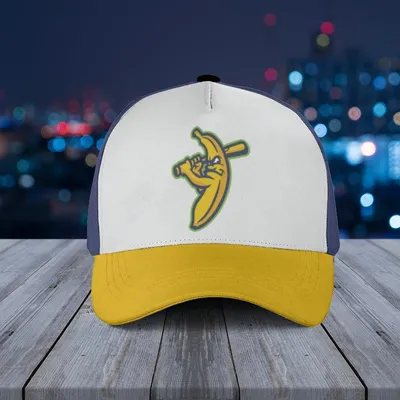 Baseball Cap Banana Hitting Baseball Funny Food Logo White Navy Yellow Sport Baseball Cap