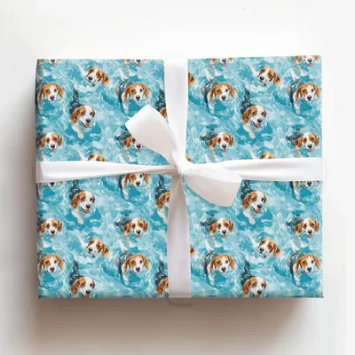 Pool Day with the Beagles - Gift Wrap for Christmas, Holidays Wrapping Paper, Christmas Wrapping Paper