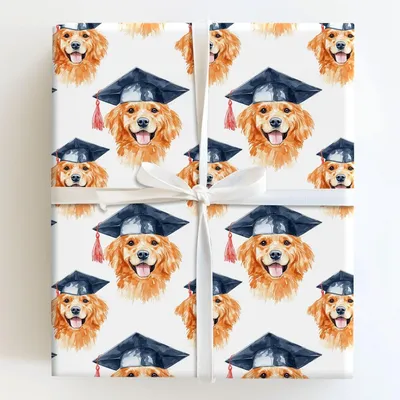 Red Golden Graduate - Gift Wrap for Christmas, Holidays Wrapping Paper, Christmas Wrapping Paper