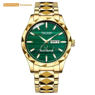 TRUMP Watch 2025 Luxury Gold –Brushed Emerald Dial – Gold Watch for Men