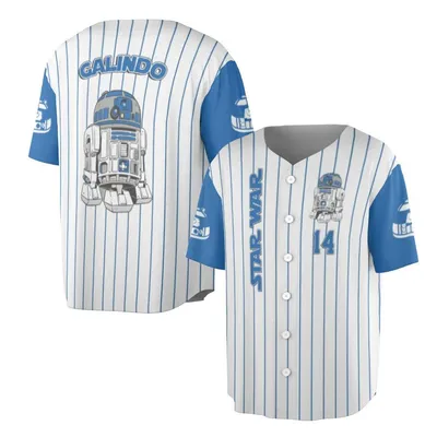 Star Wars Baseball Jersey, R2d2 Droid Baseball Jersey, Blue White Striped Jersey, Sci Fi Movie Fan Outfit