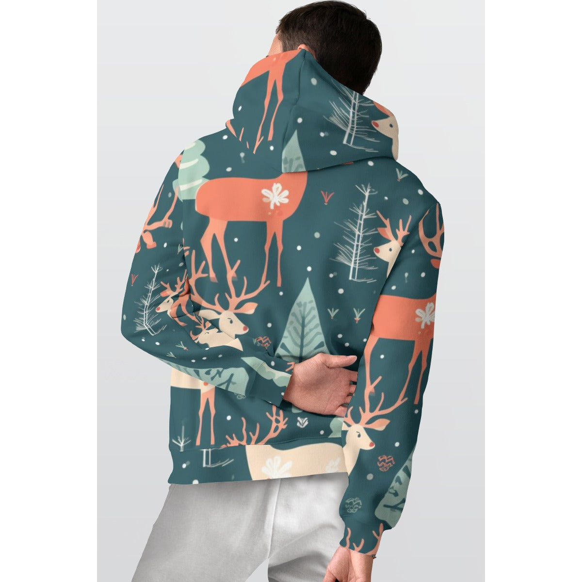 Winter Forest Deer Scene Unisex Pullover Hoodie