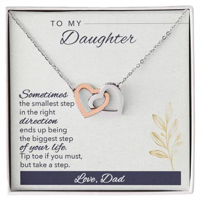 To My Daughter From Dad Interlocking Hearts Necklace Father To Daughter Gift Birthday Gift To Daughter From Dad Daughter Necklace