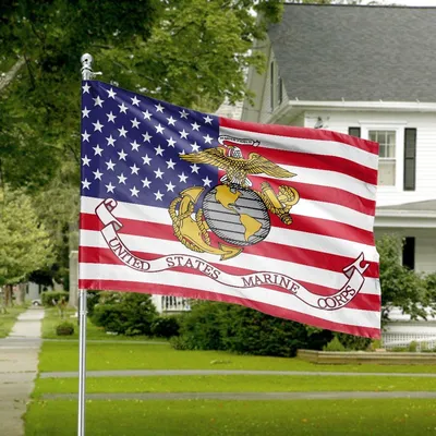 Horizontal House Flag Us Marine Corps Emblem - American Flag Usmc Military Semper Fidelis Banner Horizontal House Flag
