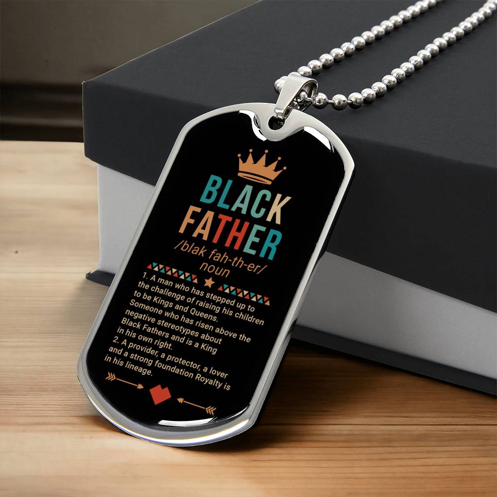Black Father Dog Tag - Army Tag Necklace, Dog Tag