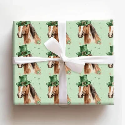 Leprechaun American Quarter Horse - Gift Wrap for Christmas, Holidays Wrapping Paper, Christmas Wrapping Paper