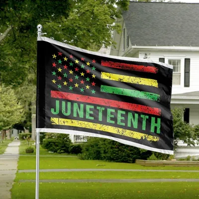 Juneteenth Horizontal House Flag  African Heritage Freedom Outdoor Decor Horizontal House Flag