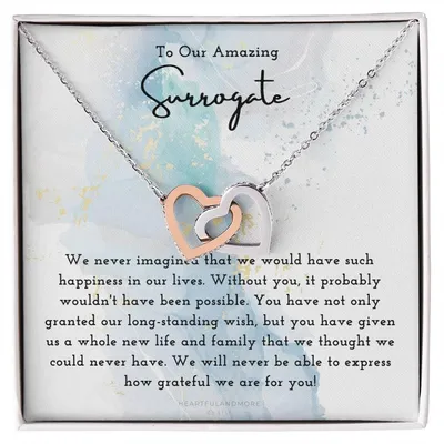 Surrogate Appreciation Gift Surrogate Gift Surrogate Gift With Message Card Surrogate Transfer Day Thank You Gift Interlocking Hearts Necklace