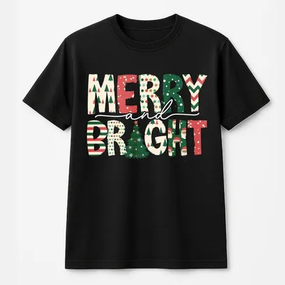 Merry And Bright T-Shirt, Christmas T-Shirt, Family Christmas T-Shirt, Christmas T-Shirt For Women,For Men, For Women