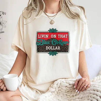 Blue Collar Dollar T-Shirt, Retro Country Western Graphic T-Shirt, Funny Workwear Style T-Shirt, Southern Outdoor Vintage