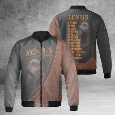 Jesus My God My King Windproof Bomber Jacket, A Reverent Piece For Christian Faith Wear And Religious Gifts Bomber Jacket