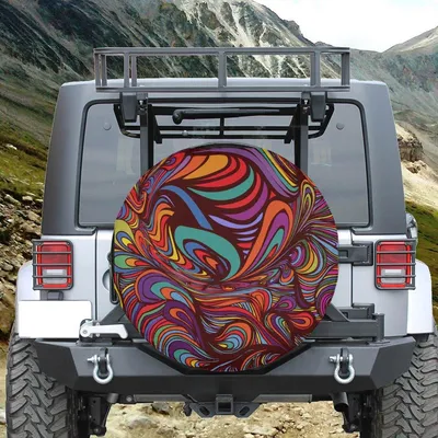 Kaleidoscopic Abstract Dream Spare Tire Cover, Colorful Geometric Pattern Design, Artistic Tire Cover Gift For Camping And Outdoor Lovers Spare Tire Cover