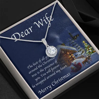 Wife Christmas Necklace - Gift from Husband for Xmas - Sterling Silver and Gold Love Pendant