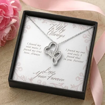 To My Always Double Heart Necklace Double Hearts Necklace