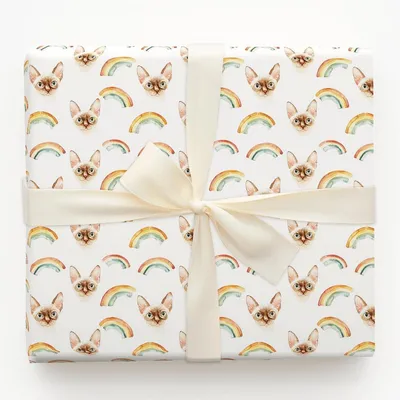 Rainbows with the Devon Rex - Gift Wrap for Christmas, Holidays Wrapping Paper, Christmas Wrapping Paper
