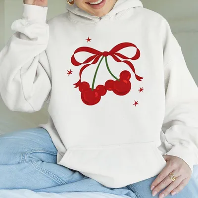 Cherry Mouse Coquette Unisex Hoodie Cherry Mickey Bow 90s Hoodie Coquette Hoodie Magic World Family Trip