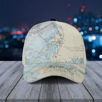 Baseball Cap Nautical Chart Print The Terra Ceia Classic Water Map Design Baseball Cap