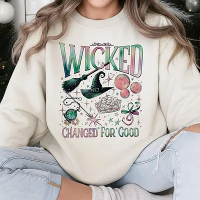 Retro Wicked Together We’Re Unlimited Sweatshirt, Defy Gravity Broomstick Magic Wand Sweatshirt, Wicked The Musical, Wizard Movie Fan Sweatshirt
