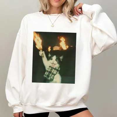 Rebellious Cat Sweatshirt Sweatshirt Retro Funny Vintage Graphic Sweatshirt Funny 90s Graphic Sweatshirt Sarcastic Sweatshirt Gift Silly Meme Sweatshirt