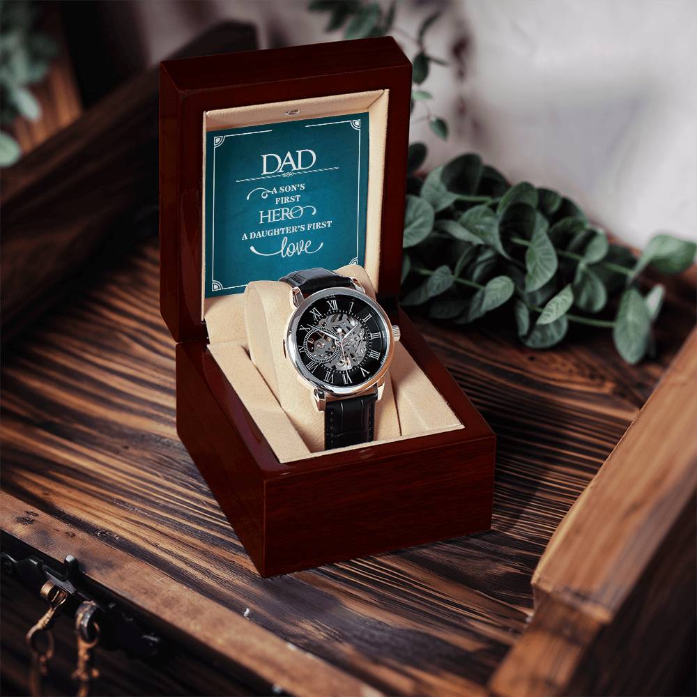 Dad A Son's First Hero - Men's Openwork Watch