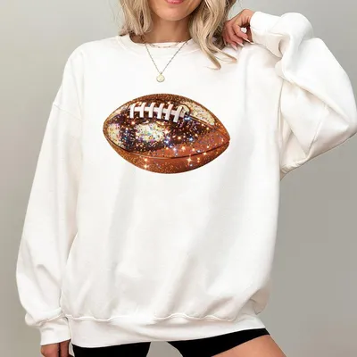 Shiny Glitter Football Sweatshirt Sweatshirt Sweatshirt Sparkly Game Day Sweatshirt Cute Fall Footballtailgate Outfit Bling