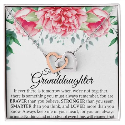 To Granddaughter - Double Heart Necklace - Interlocking Hearts Necklace