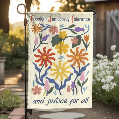 Vertical Garden - Floral Subtle Fdt Garden Flag, Social Justice Yard Banner, Anti-Oligarchy Yard Sign, Democrat Sign, Political Gift Vertical Garden Flag