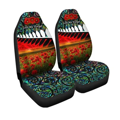 New Zealand Maori ANZAC Car Seat Cover Poppy Vibes Paua Shell